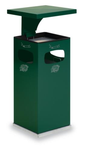 Cendrier poubelle avec 3 ouvertures d'introduction, vert mousse  L