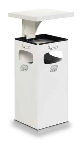 VAR Cendrier poubelle avec 3 ouvertures d'introduction, blanc signalisation  L