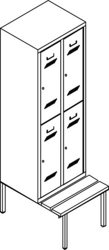 PAVOY Armoire vestiaire à deux niveaux Basis avec banc + 2x2 compartiments, largeur de compartiment 300 mm  L