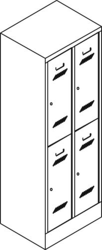 PAVOY Armoire vestiaire à deux niveaux Basis gris clair avec 2x2 compartiments, largeur de compartiment 300 mm  L