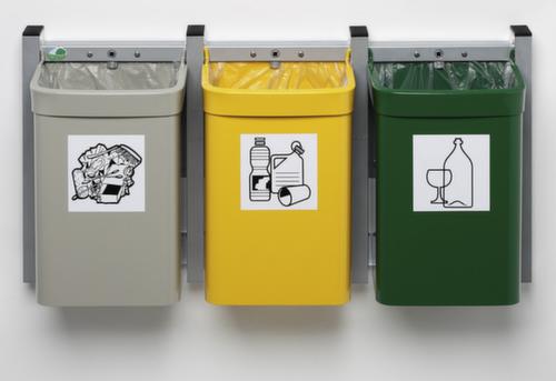 VAR Collecteur de déchets City avec 3 récipients, 45 l, RAL6001/RAL1023/RAL7032  L