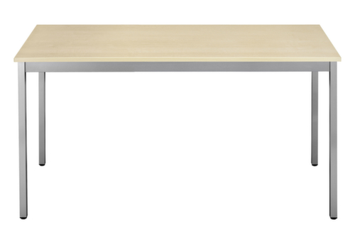 Table polyvalente rectangulaire en tube carré, largeur x profondeur 1200 x 600 mm, panneau érable