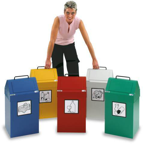 stumpf Conteneur de matériaux recyclables ignifugés, 45 l, RAL3000 rouge vif, couvercle RAL3000 rouge vif  L