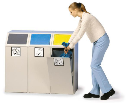 VAR collecteur de recyclage mobile, 69 l, RAL7032 gris silex, couvercle bleu  L