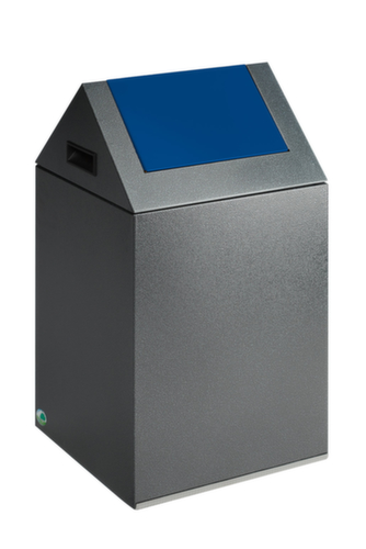 VAR Collecteur de recyclage WSG 40 S avec couvercle oscillant, 43 l, argent antique, couvercle RAL5010 bleu gentiane  L