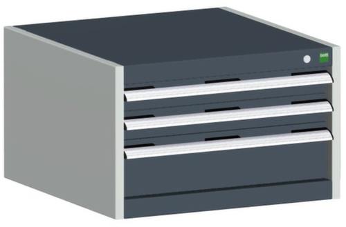 bott Armoire à tiroirs cubio surface de base 650x650 mm, 3 tiroir(s), RAL7035 gris clair/RAL7016 gris anthracite
