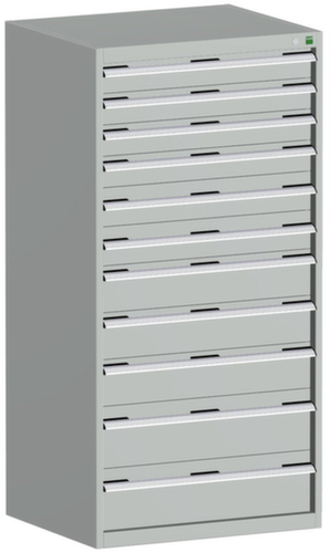bott Armoire à tiroirs cubio surface de base 800x750 mm, 11 tiroir(s), RAL7035 gris clair/RAL7035 gris clair