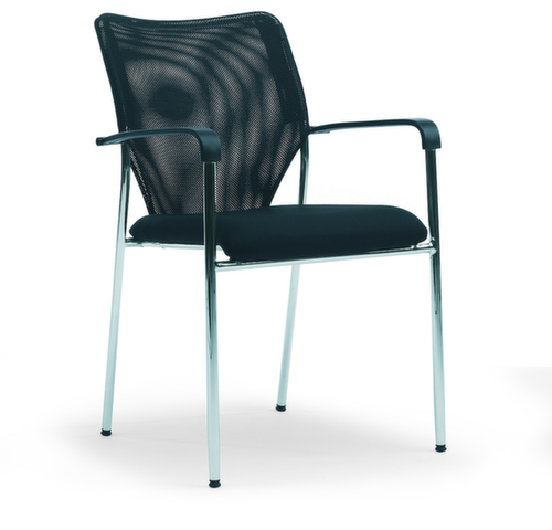 ROVO-CHAIR Siège visiteur ROVO ECO avec accoudoirs, assise tissu (100 % polyester), noir  L