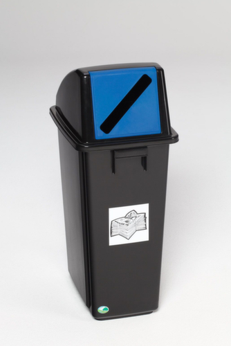 Collecteur de recyclage PP, 58 l, noir, couvercle bleu  L