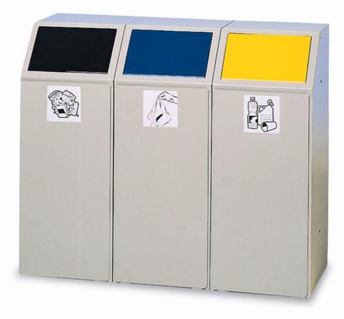 VAR Collecteur de déchets recyclables avec porte d'entrée, 69 l, RAL9016 blanc signalisation, couvercle jaune  L