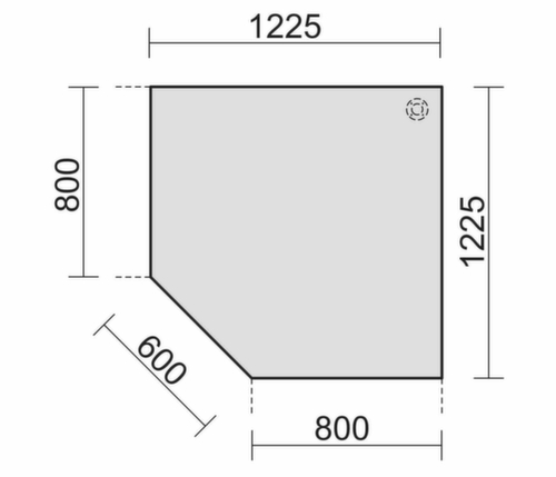 Gera Angle de liaison anguleux Pro 90° pour piètement 4 pieds, largeur x profondeur 1225 x 1225 mm, plaque gris clair  L