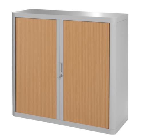 Paperflow Armoire à rideaux transversaux easyOffice®, 2 hauteurs des classeurs, gris/hêtre  L