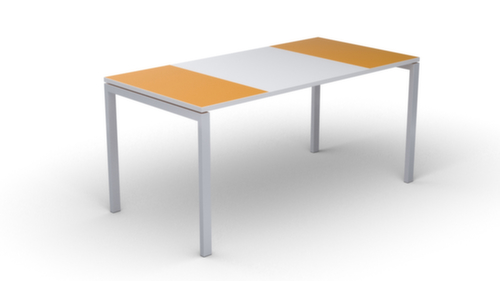 Ecrire le kitsch easyDesk en bicolore, piètement 4 pieds, largeur 1400 mm, orange/blanc/blanc  L