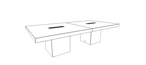Quadrifoglio Table de conférence T45 avec piètement cubique, largeur x profondeur 2800 x 1400 mm, panneau noyer  L