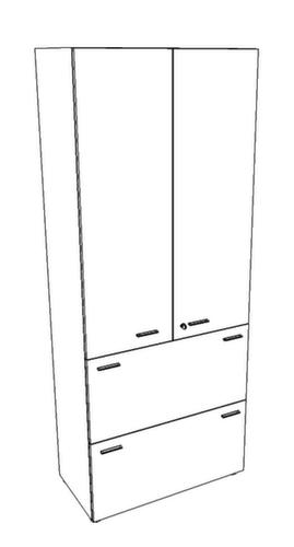Quadrifoglio Armoire combinée T45 avec 2 tiroirs pour dossiers suspendus, 2 extensions, blanc/blanc  L