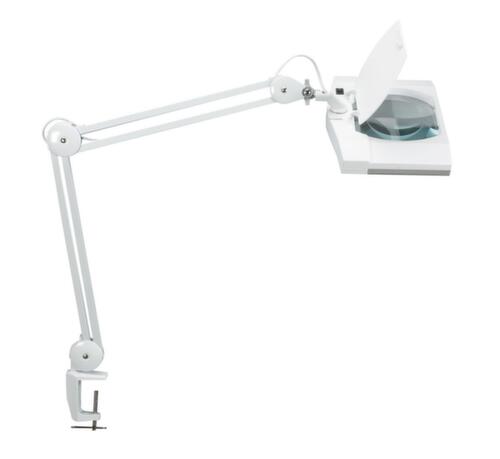 MAUL Lampe loupe MAULvitrum à tête rectangulaire, lumière blanc froid (blanc lumière du jour), blanc