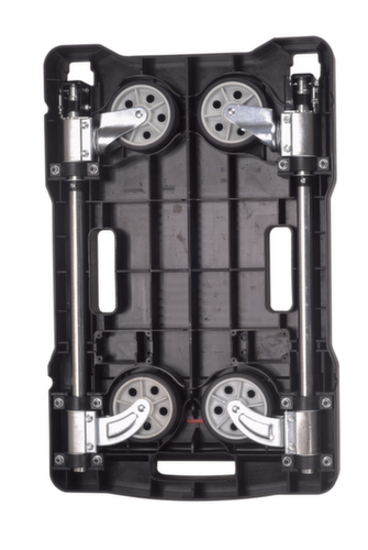 BS-ROLLEN Chariot pliant à barre de poussée avec surface de chargement en plastique, force 150 kg, aluminium/noir  L