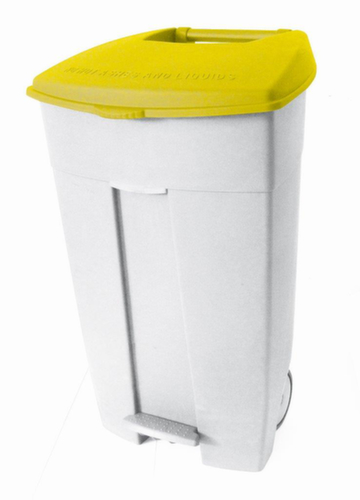 bac à déchets roulant Contiplast, 120 l, blanc, couvercle jaune  L