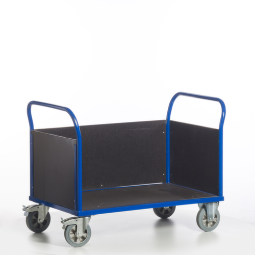 Rollcart Wagon à trois parois avec zone de chargement antidérapante, force 1200 kg, plateau longueur x largeur 1600 x 780 mm  L