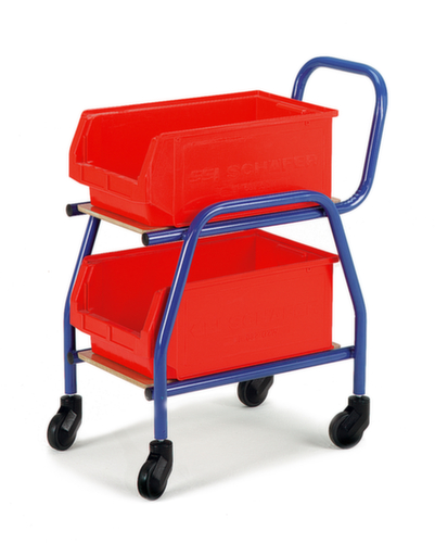 Rollcart Chariot d'approvisionnement pour les bacs de stockage à façade ouverte, force 100 kg, 2 plateaux  L