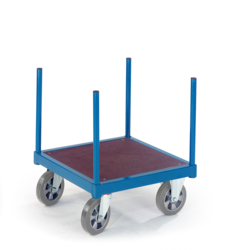 Rollcart Chariot pour matériaux longs avec zone de chargement antidérapante et 4 piquets, force 1000 kg, plateau longueur x largeur 620 x 620 mm  L