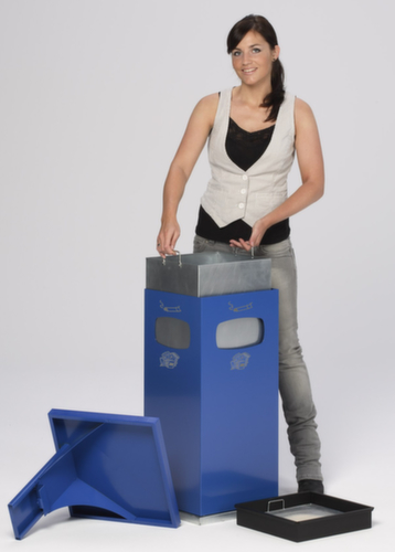 VAR Cendrier poubelle avec 3 ouvertures d'introduction, bleu gentiane  L