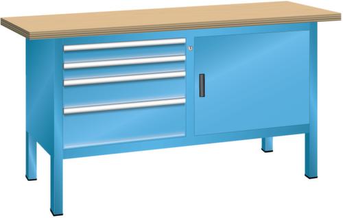 LISTA Établi avec tiroirs et armoires, 4 tiroirs, 1 armoire, RAL 5012 bleu clair/RAL 5012 bleu clair  L