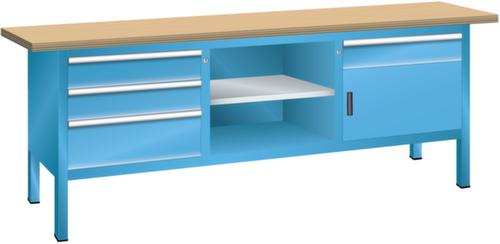 LISTA Établi avec tiroirs et armoires, 4 tiroirs, 1 armoire, RAL 5012 bleu clair/RAL 5012 bleu clair  L