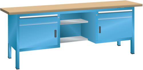 LISTA Établi avec tiroirs et armoires, 2 tiroirs, 2 armoires, RAL 5012 bleu clair/RAL 5012 bleu clair  L