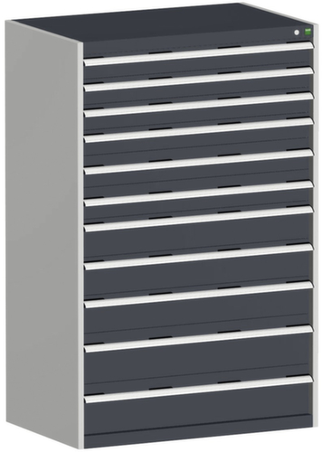 bott Armoire à tiroirs cubio surface de base 1050x650 mm, 11 tiroir(s), RAL7035 gris clair/RAL7016 gris anthracite