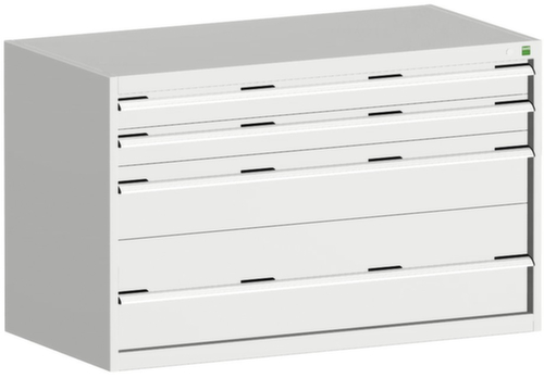 bott Armoire à tiroirs cubio surface de base 1300x650 mm, 4 tiroir(s), RAL7035 gris clair/RAL7035 gris clair