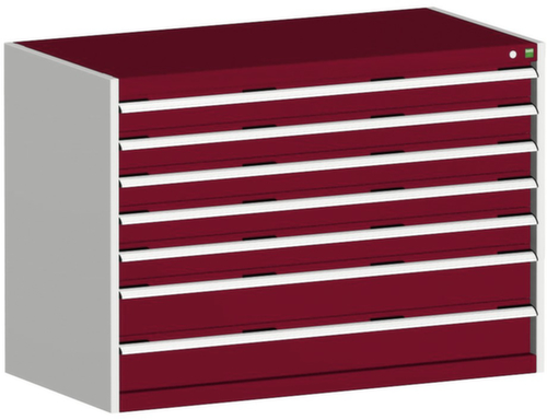 bott Armoire à tiroirs cubio surface de base 1300x750 mm, 7 tiroir(s), RAL7035 gris clair/RAL3004 rouge pourpre