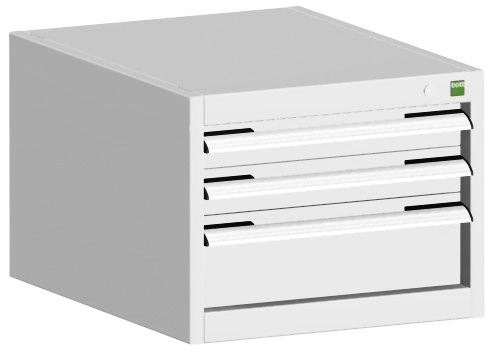 bott Armoire à tiroirs cubio surface de base 525x650 mm, 3 tiroir(s), RAL7035 gris clair/RAL7035 gris clair