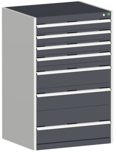 bott Armoire à tiroirs cubio surface de base 800x650 mm, 7 tiroir(s), RAL7035 gris clair/RAL7016 gris anthracite