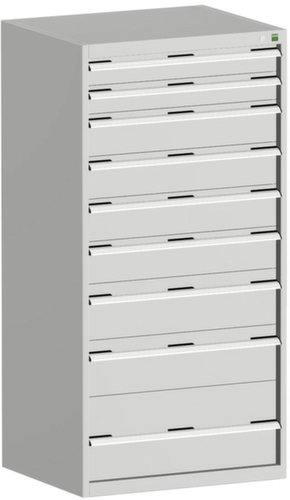 bott Armoire à tiroirs cubio surface de base 800x650 mm, 9 tiroir(s), RAL7035 gris clair/RAL7035 gris clair