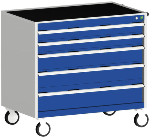 bott Armoire à tiroirs mobile cubio, 5 tiroir(s), RAL7035 gris clair/RAL5010 bleu gentiane