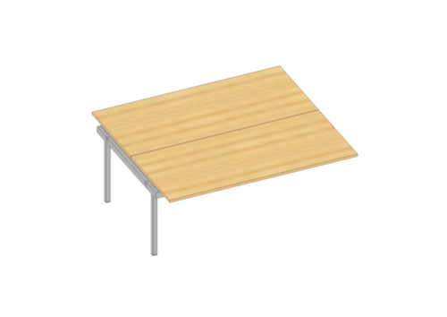 Quadrifoglio Table de rallonge Practika pour bureau Bench avec piètement 4 pieds, largeur x profondeur 1800 x 1600 mm, plaque hêtre