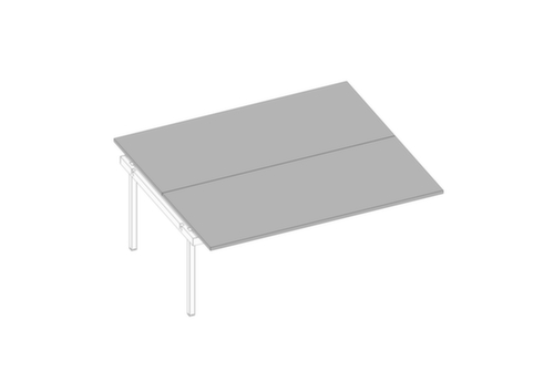 Quadrifoglio Table de rallonge à hauteur réglable Practika pour bureau Bench avec piètement 4 pieds, largeur x profondeur 1800 x 1600 mm, plaque gris