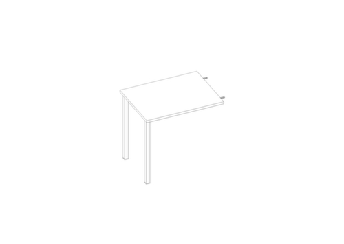 Quadrifoglio Table de rallonge Practika pour bureau avec piètement 4 pieds, largeur x profondeur 800 x 600 mm, plaque blanc