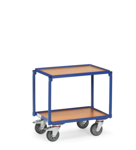 fetra Chariot de transport pour conteneurs Euronorm avec 2 étagères, force 250 kg, RAL5007 bleu brillant  L