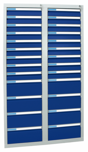 stumpf Armoire à tiroirs ES 510, 26 tiroir(s), RAL7035 gris clair/RAL5010 bleu gentiane  L