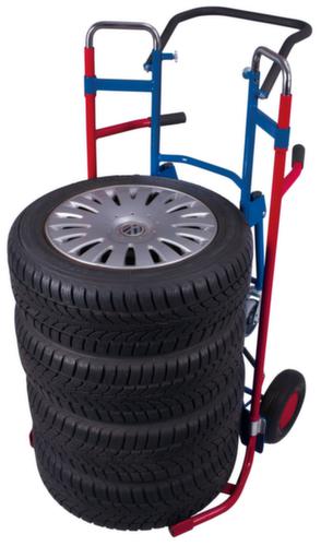 VARIOfit Diable à pneus avec glissière télescopique, RAL5010 bleu gentiane, bandage air  L