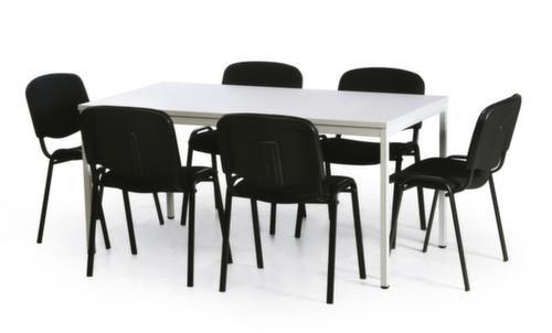 Combinaison table-chaises avec 6 chaises rembourrées noires, finition noir/gris clair  L