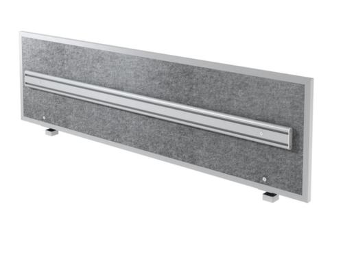 Cloison de table insonorisante ATO 18 avec cadre en aluminium et rail de rangement, hauteur x largeur 500 x 1795 mm, paroi gris chiné  L