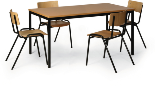 Combinaison table-chaises avec 4 chaises en bois et table rectangulaire  L