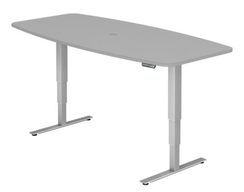 Table de conférence hauteur réglable électriquement avec fonction mémoire, largeur x profondeur 2200 x 1030 mm, panneau gris  L