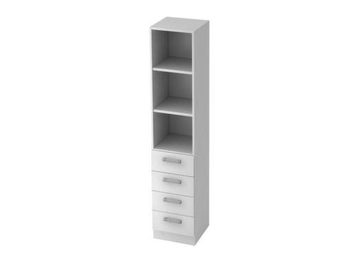 Combinaison d'une étagère à vis Up and Down et de tiroirs, 3 compartiments de rayonnage, largeur 406 mm, blanc/blanc  L