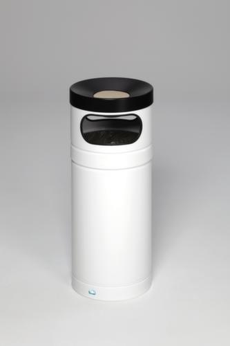 VAR Cendrier poubelle H90 avec 2 ouvertures d'introduction, RAL9016 blanc signalisation  L