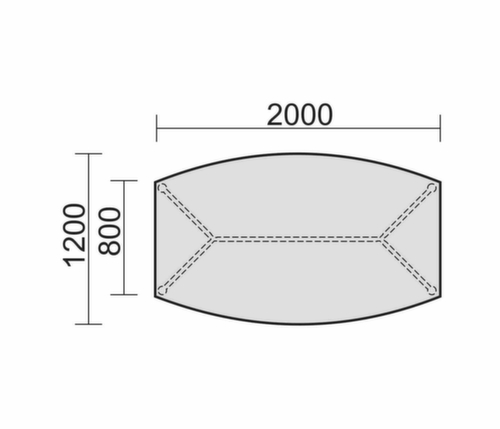 Gera Table de conférence Basis, largeur x profondeur 2000 x 800 mm, panneau blanc  L