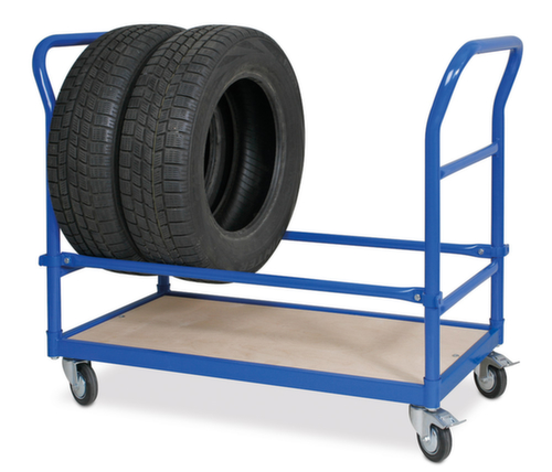 Chariot à pneus avec plaque de base fermée, force 100 kg, 1 plateaux  L